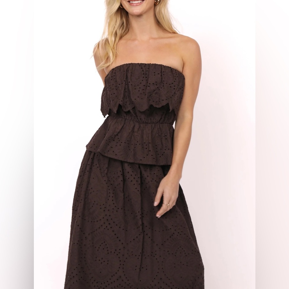 Double Vision Eyelet Peplum Top